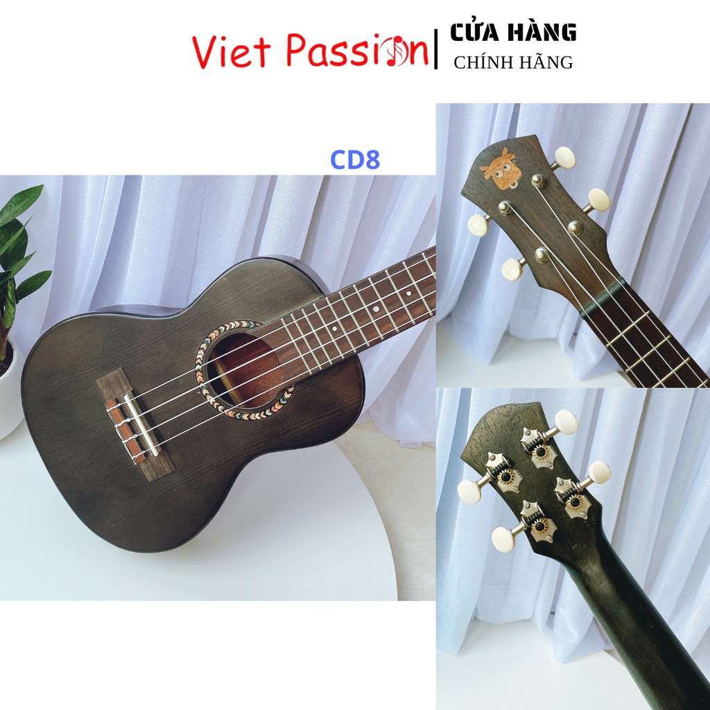 Đàn ukulele concert size 23  Vietpassion mẫu mới CD8 màu đen thiết kế nhỏ gọn, âm thanh vang sáng cho người mới bắt đầu