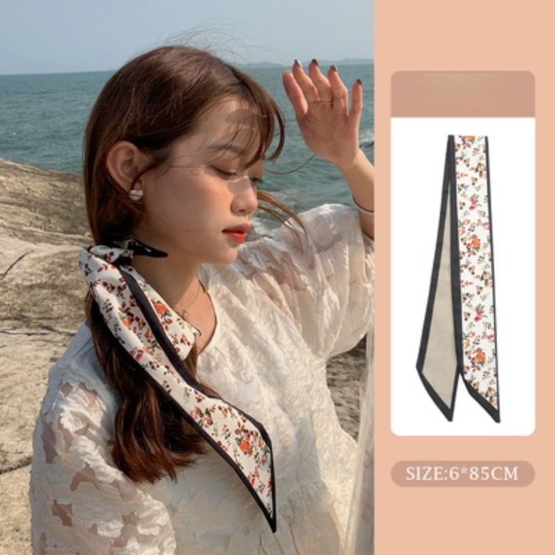 Dây buộc tóc vải lụa thắt nơ in họa tiết thời trang Hàn Quốc dành cho nữ