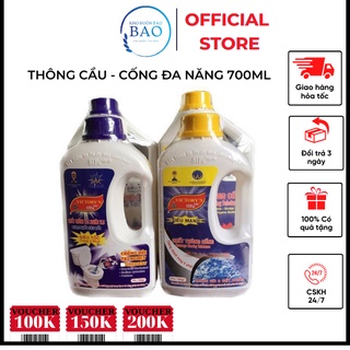 Chất thông tắc bồn cầu - cống siêu tốc 700ml-- chai thông bồn cầu cống đa năng