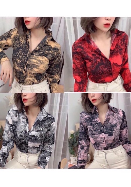 Áo sơ mi áo đôi chất lụa cực mềm đẹp 💋freeship 💋 Bán sỉ