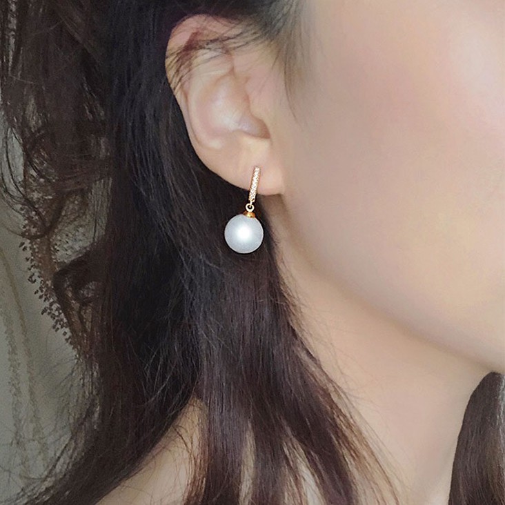 Bông tai ngọc trai nhân tạo đính đá phong cách hàn quốc sang trọng hiện đại - Mely 1529