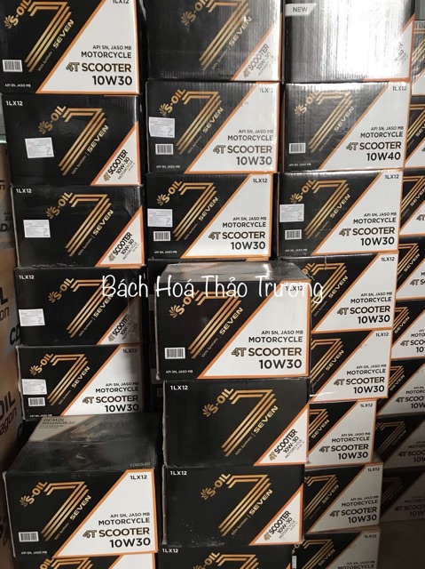 Thùng dầu nhờn động cơ S-Oil Seven 4T Scooter 10W30 1Lx12 Dành Cho Xe Ga Dưới 150cc