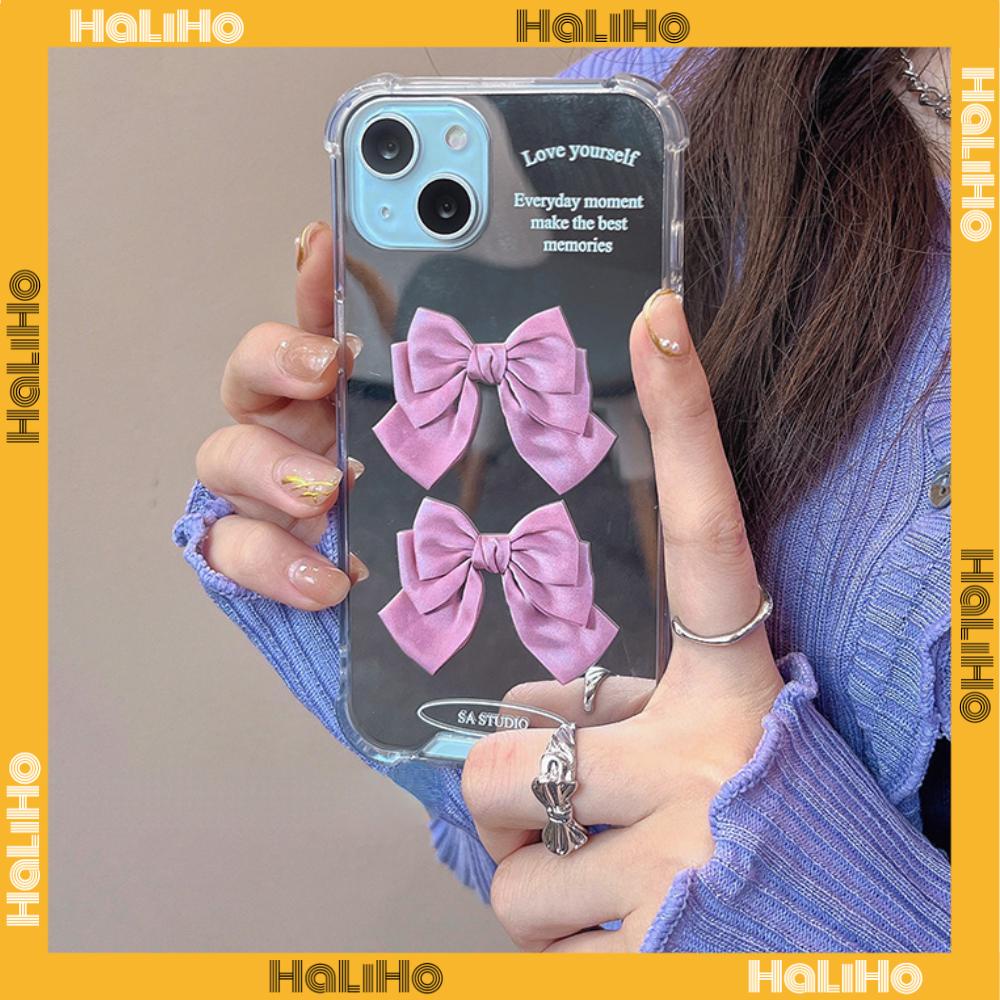 iPhone Case Acrylic Reflective Mirror Airbag Shockproof Protection Camera Pink Bow Cute Style Compatible with iPhone 11 iPhone 13 Pro Max iPhone 12 Pro Max iPhone 7 Plus iPhone xr
