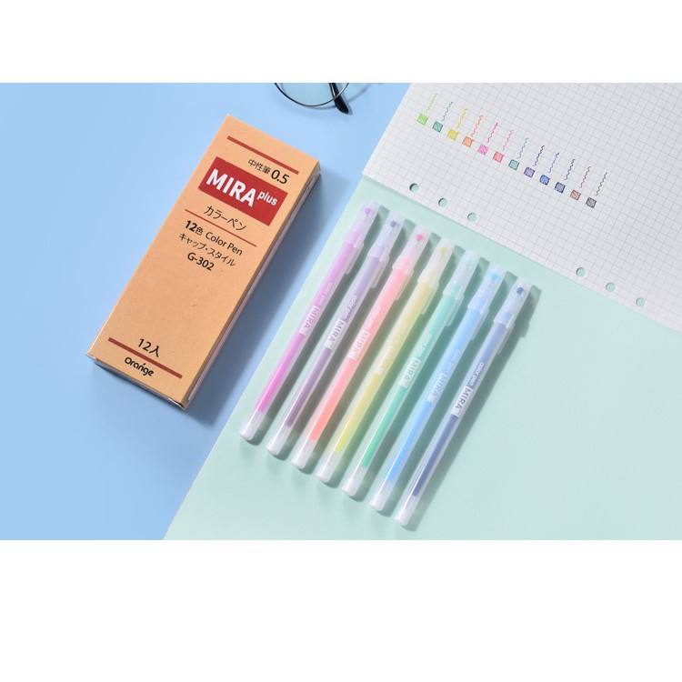 Set 12 bút mực gel Mira Full màu VPP Tuệ Minh nét 0.5mm cho học sinh và văn phòng tiện lợi