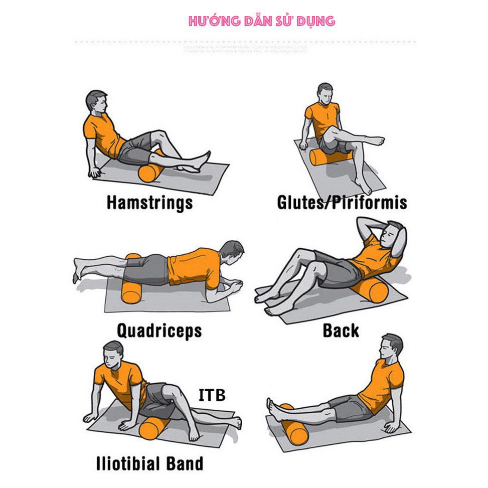 Con Lăn, Ống Lăn Massage Foam Roller 🎁 FREESHIP Gai Nhọn 45x13 cm Giúp Giãn Cơ Tập Yoga, Thể Hình YO16