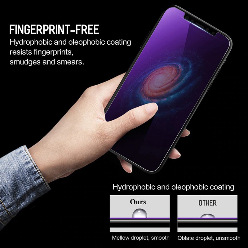 iPhone 5 5S Chống màu xanh Kính cường lực Screen Protector Full Cover Tempered Glass