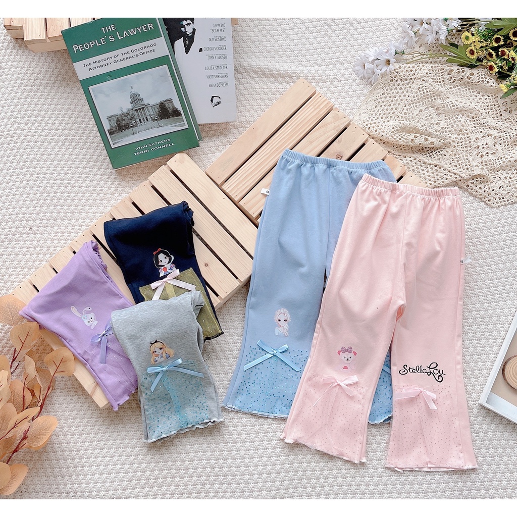 Quần leggings Elsa ống loe, ống vảy thời trang cho bé gái chất liệu Zip Hàn cực xinh size đại 8-35kg