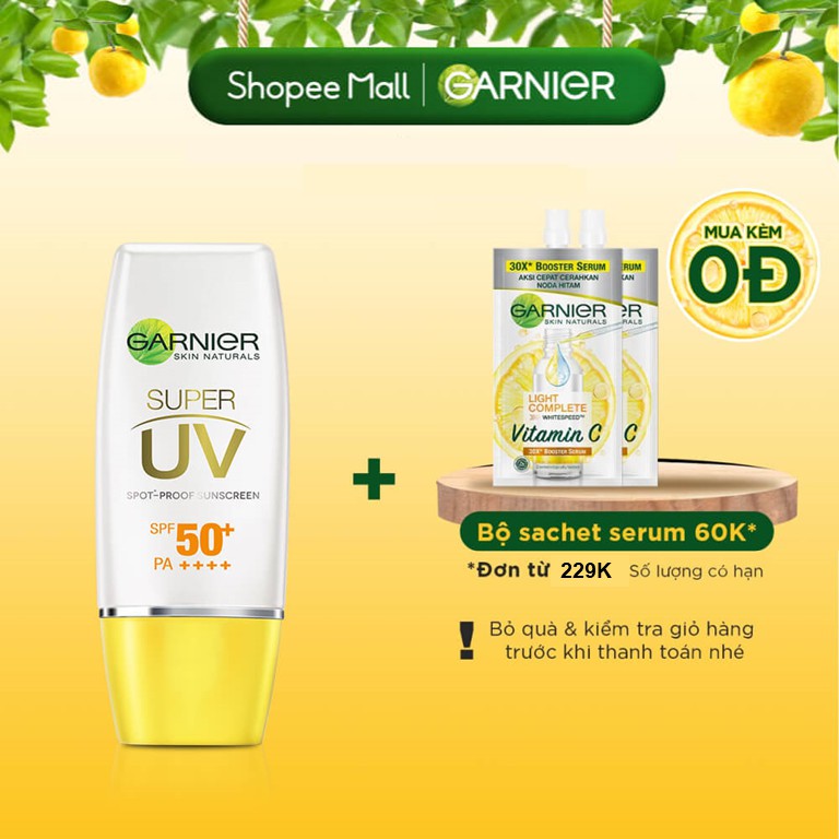 Kem chống nắng sáng da Garnier 30ml