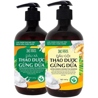 Cặp Dầu gội & xả từ gừng dừa tươi nguyên chất COCAYHOALA Chai 440ml chính hãng