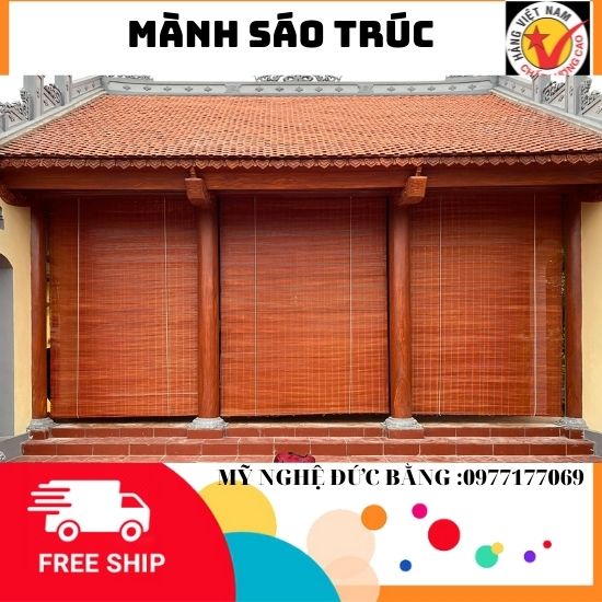 Mành trúc che nắng ban công rộng 2m x cao 1m50 x 2m x2m50  rèm trúc treo cửa sổ ,màn sáo tre mưa có dây kéo đầy