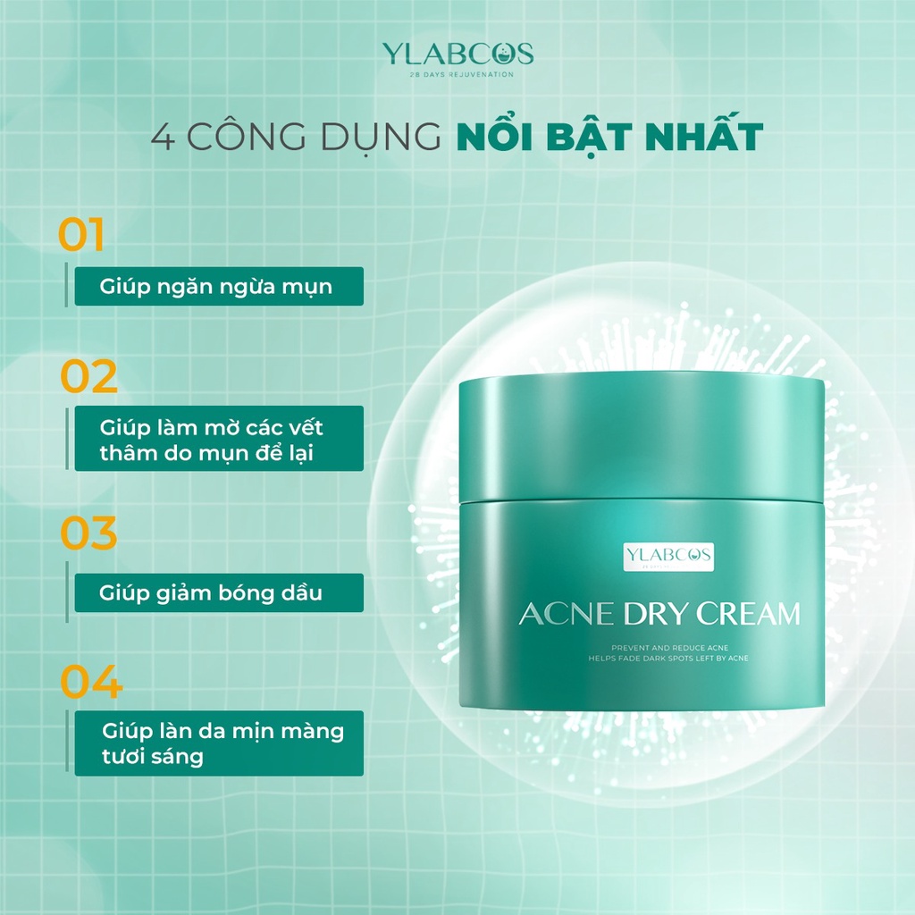 Kem Gom Cồi Mụn Ylabcos Acne Dry Cream Drlacir,Hộp 25g, Giúp Ngừa Mụn,Làm mờ vết thâm,giảm bóng dầu