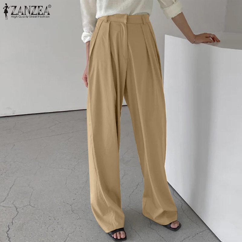 Quần dài ZANZEA ống rộng thời trang cho nữ