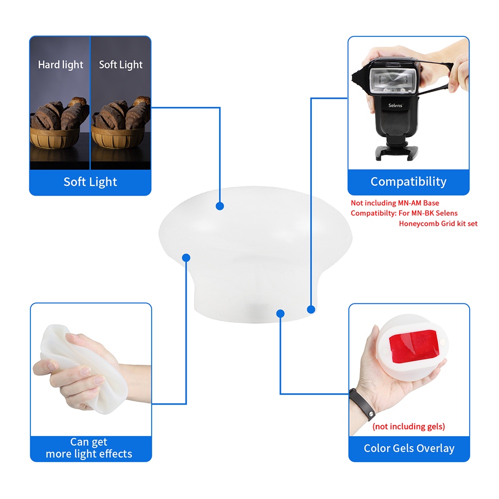 Phụ Kiện Khuếch Tán Ánh Sáng Selens Dome Diffuser Hình Cầu Cho Đèn Flash Máy Ảnh