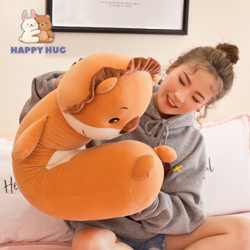 Gối ôm gấu bông cute size 60 cm cho bé, hình động vật dễ thương chất mềm mịn cao cấp - Happy Hug