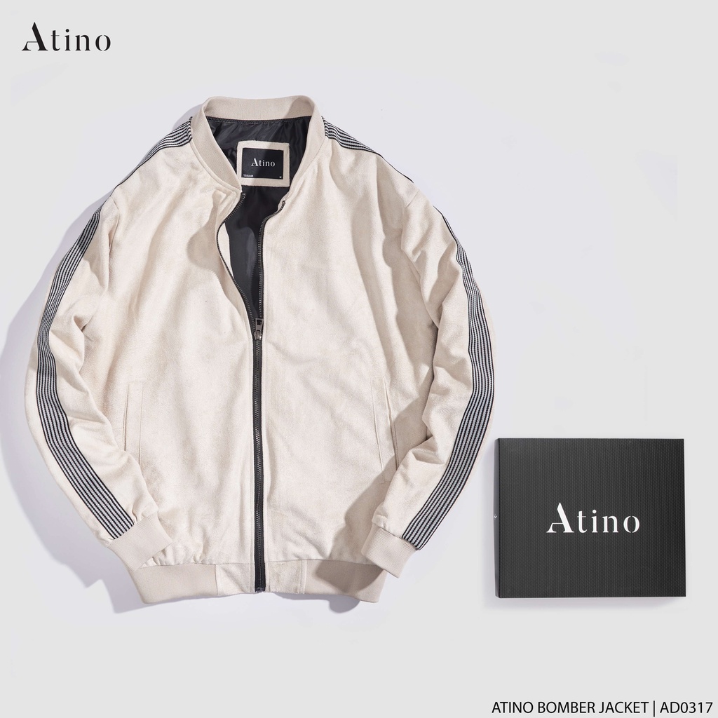 Áo Khoác Da Lộn Bomber Nam ATINO Hàn Quốc Phong Cách Trẻ Trung Chuẩn Form AD0317