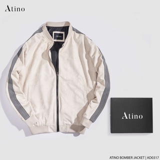 Áo khoác da lộn bomber nam atino hàn quốc phong cách trẻ trung chuẩn form ad0317