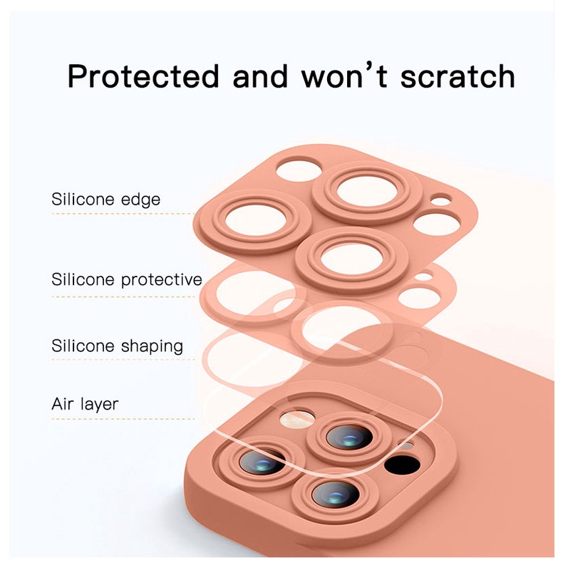 Ốp điện thoại silicone mềm nhám chống sốc cạnh vuông lỗ camera thích hợp cho iPhone 11 12 Pro X XS XR Max