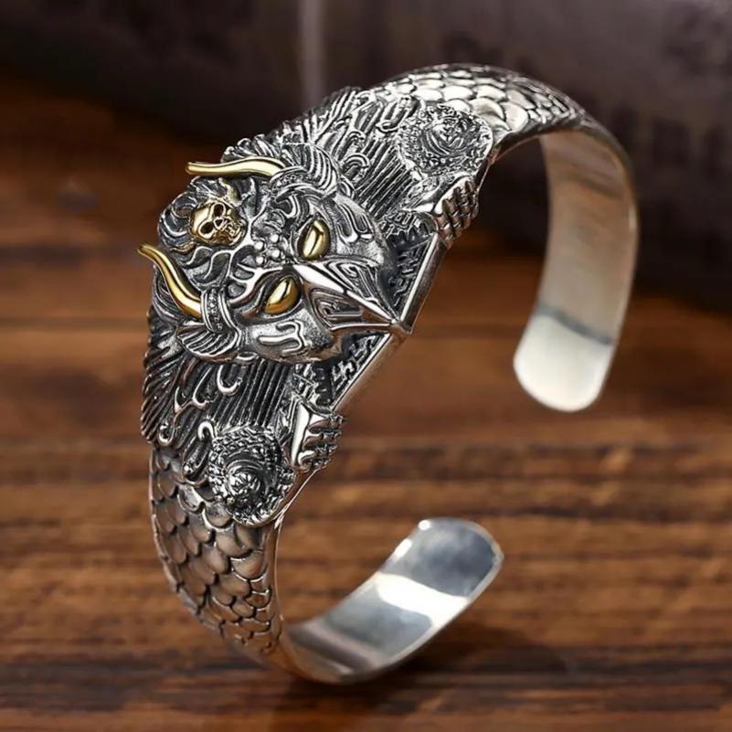Vòng Tay Mặt Hình Đầu Lâu Chim Đại Bàng Phong Cách gothic punk Cổ Điển Cho Nam