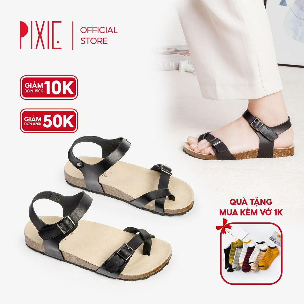 [Form to] Giày Sandal Bệt Da Thật Quai Dán H086 Pixie