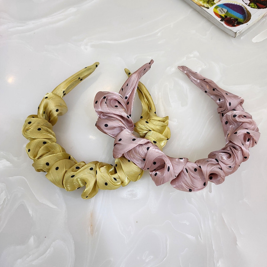 Băng đô cài tóc bằng vải satin in họa tiết chấm bi xinh xắn