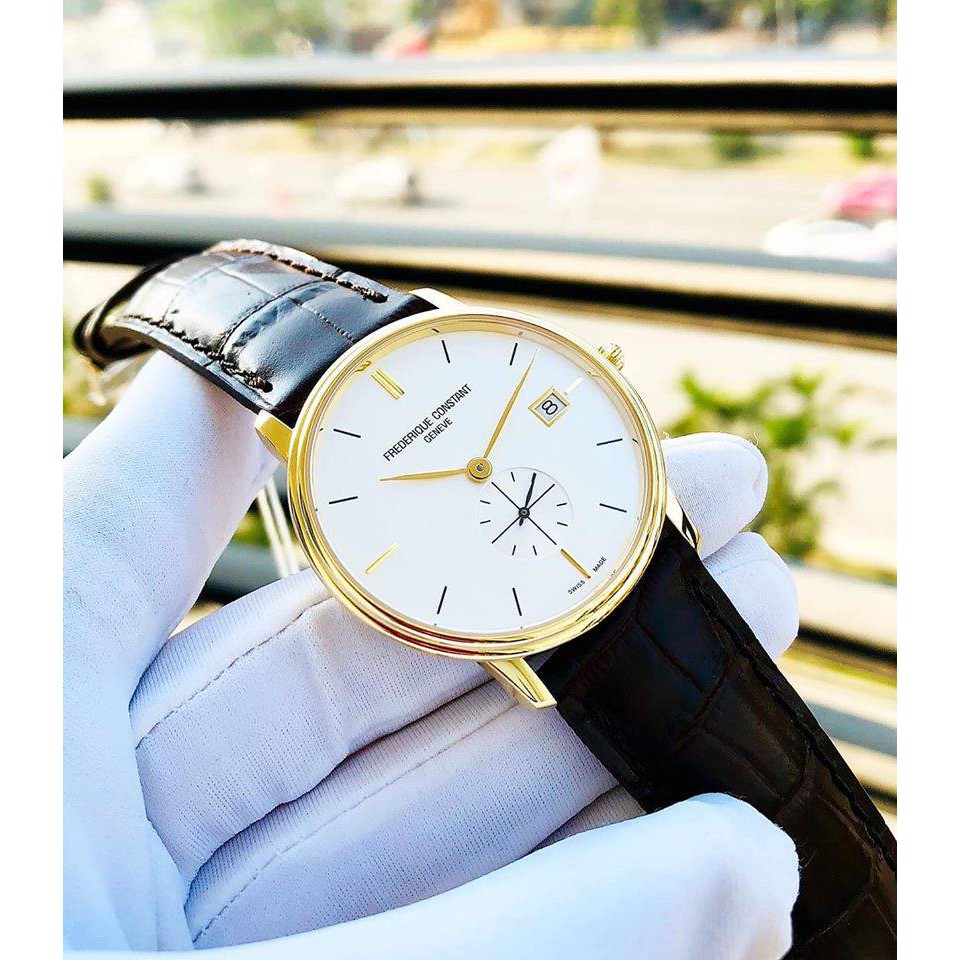 Đồng hồ Nam Frederique Constant FC-245V4S5 Slimline, mặt trắng, dây da, kính shapphire - Máy pin