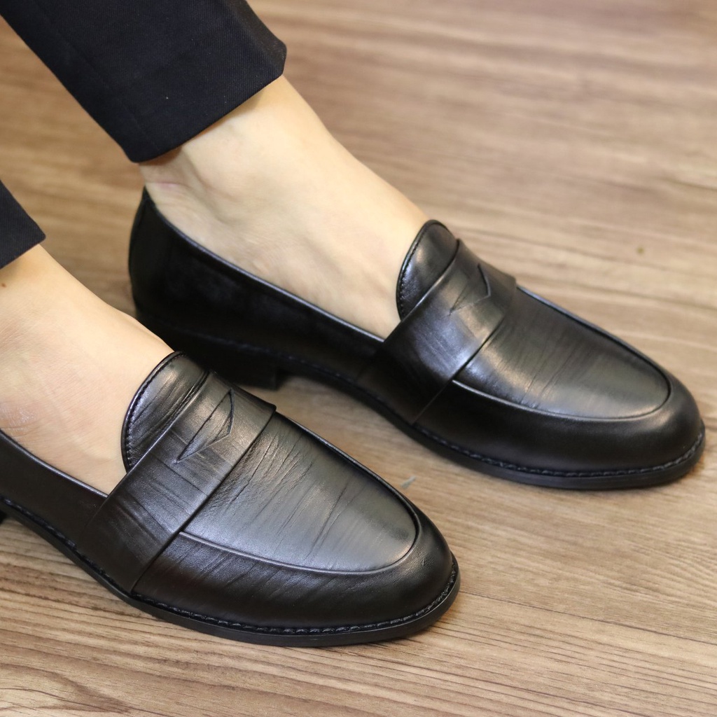 Giày da nam dáng lười da thật cao cấp dáng hàn quốc, giày tây lười nam da bò chất lượng hàng xuất khẩu TUXILO TX46