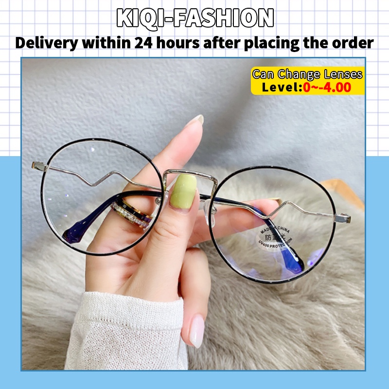 (KIQI-FASHION) COD Kính Gọng Tròn Siêu Nhẹ Chống Tia Bức Xạ Thời Trang Cho Nam Và Nữ