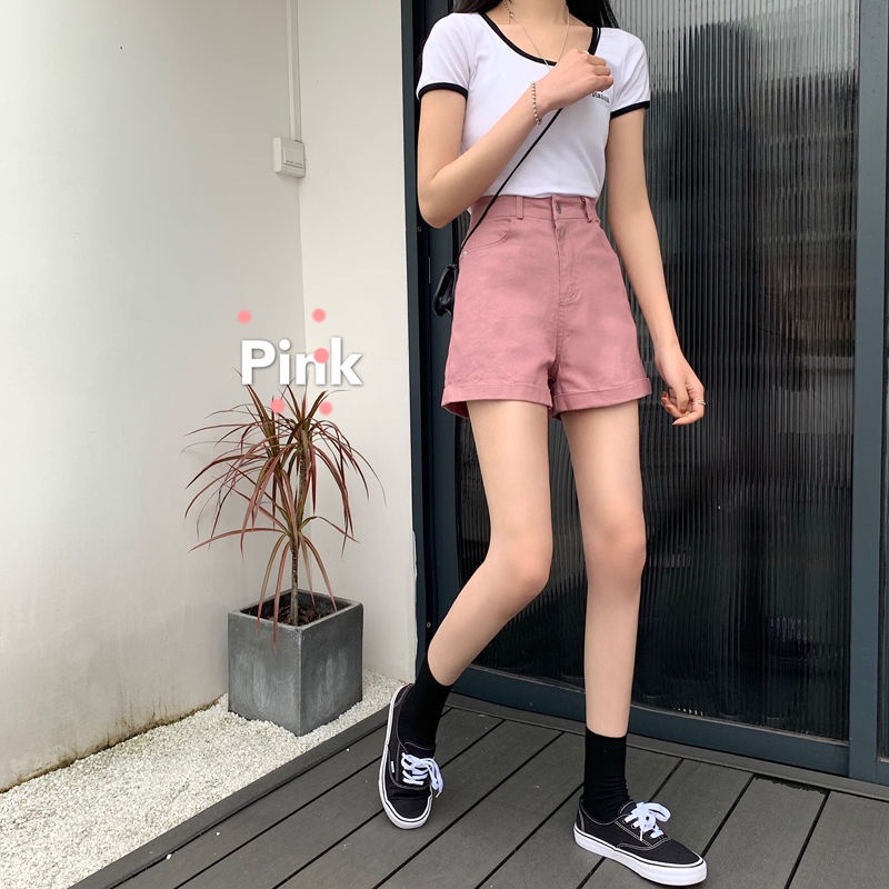 COZOK Quần Short Denim Lưng Cao Ống Rộng Kiểu Hàn Quốc Dễ Phối Đồ