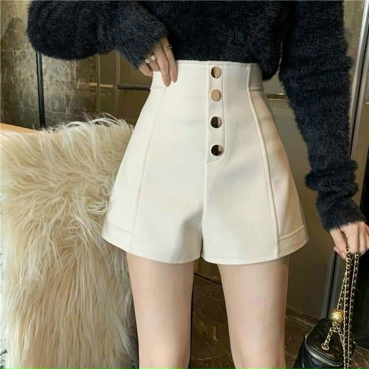 [Mã FAMARAL1 giảm 10K đơn 50K] Quần short nữ 4 khuy chất tuyết mưa cạp cao- thời trang PT8X