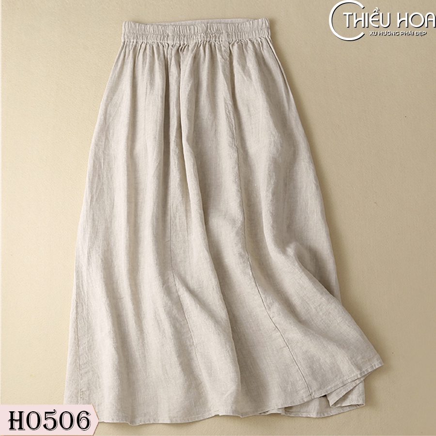 Chân váy thiết kế tặng mẹ trung niên siêu tôn dáng, chất liệu Linen thoáng mát Thiều Hoa H0506