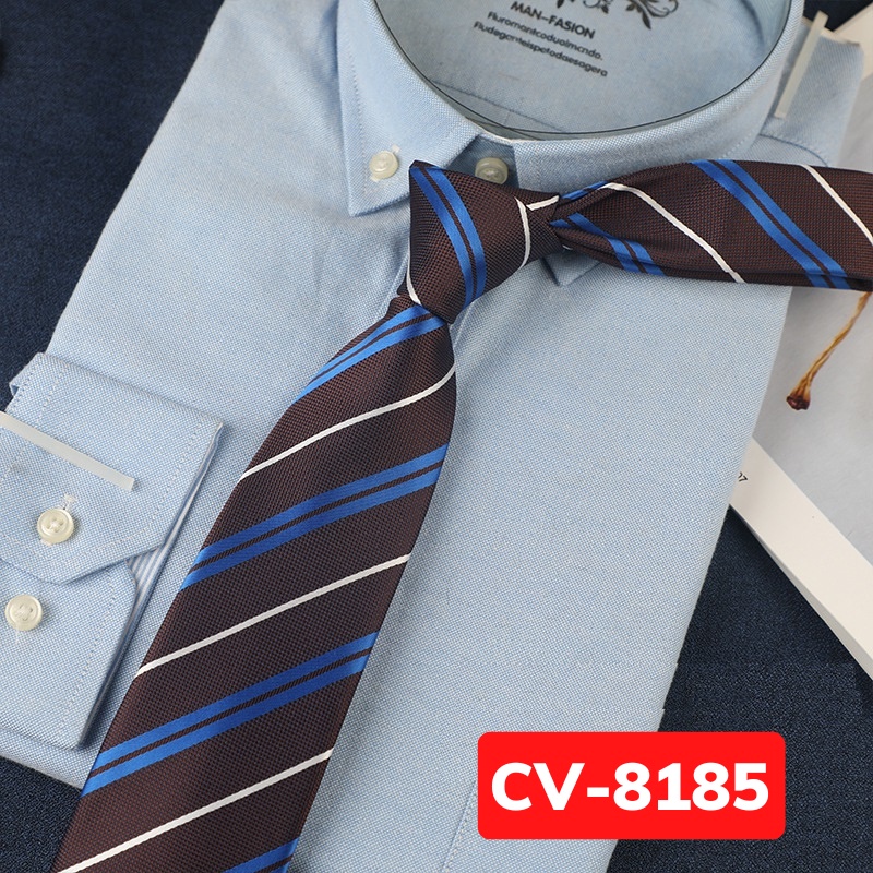 Cavat Nam màu đỏ đậm bản to 8cm cao cấp thời trang, Cà vạt công sở, Cravat chú rể, Calavat dự tiệc CV-8185