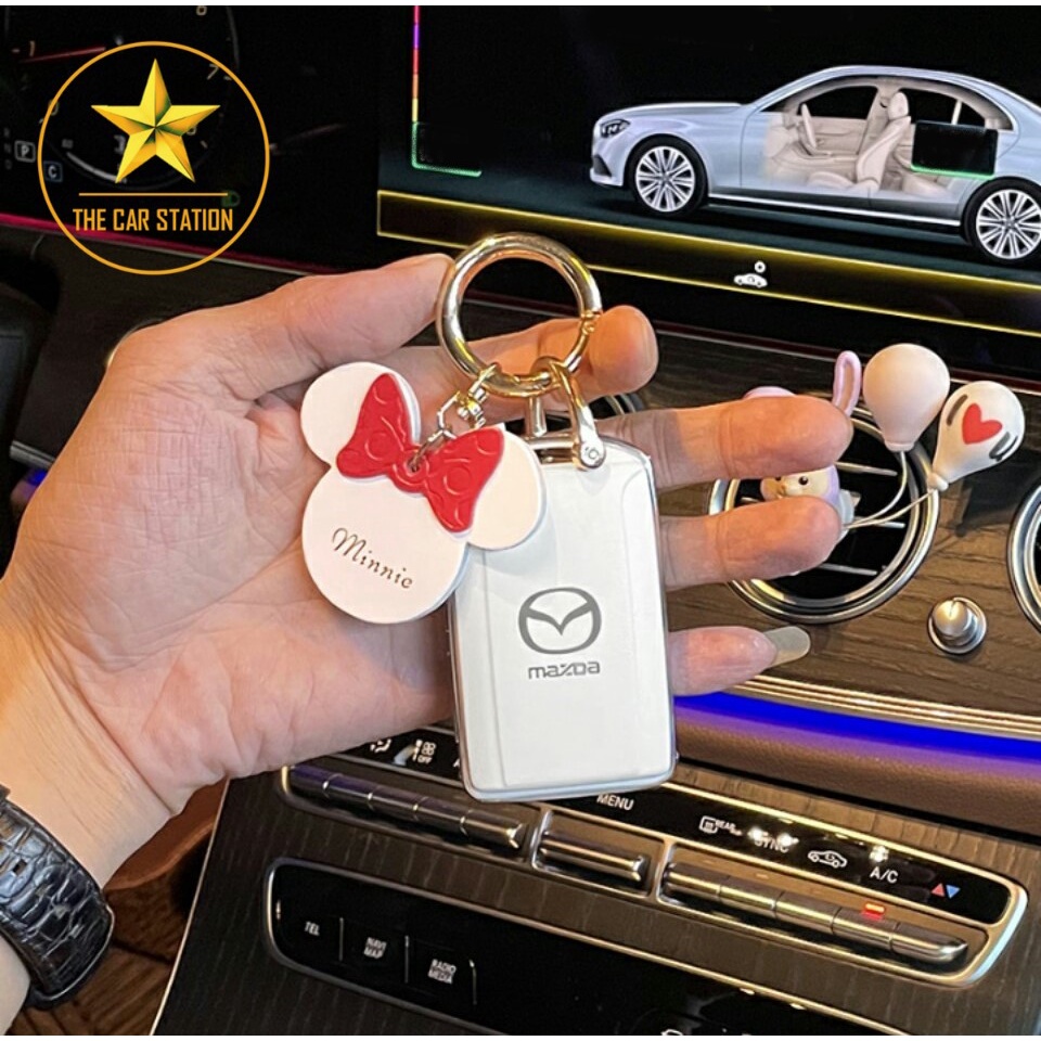 - Ốp đính đá bọc chìa khóa xe hơi ô tô Mazda 2 3 6 - Mazda CX 3 - CX 5 - CX 8 - CX 30 -  Bao da chìa khóa-Mẫu 93