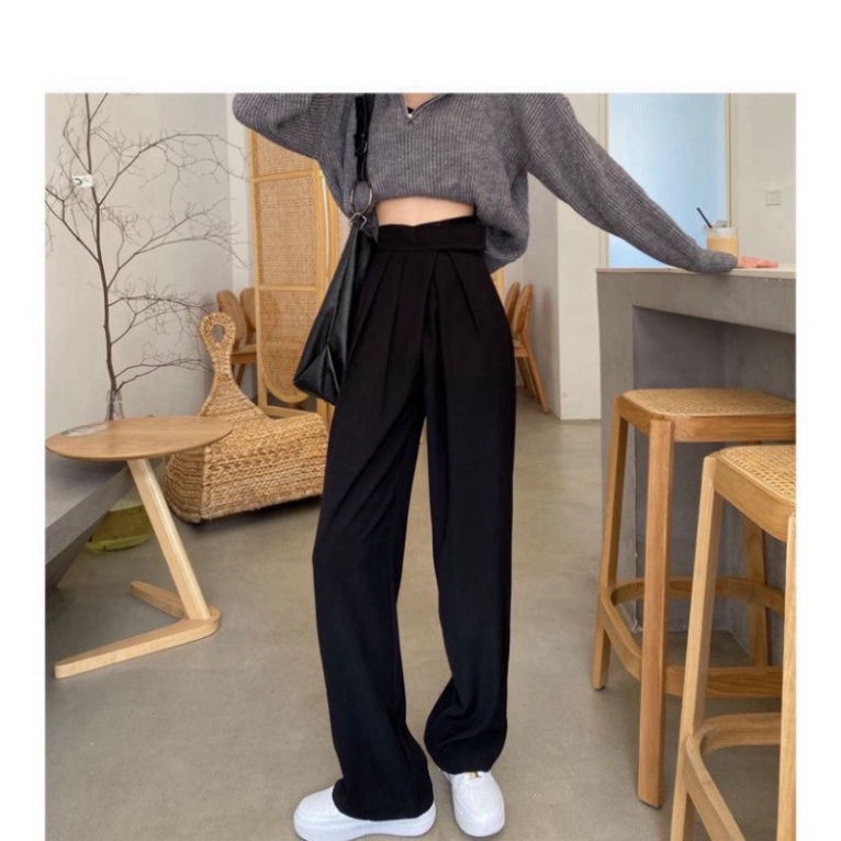 Quần Suông Cạp Cao Baggy GUMAX, Quần Ống Rộng Loe Culottes Nữ Dáng Xếp Ly Đẹp | BigBuy360 - bigbuy360.vn