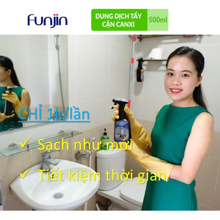 [Mã FMCGMALL giảm 8% đơn từ 250K] Dung dịch tẩy cặn canxi, ố mốc kính nhà tắm Funjin chính hãng | Bán rẻ xin 5 sao