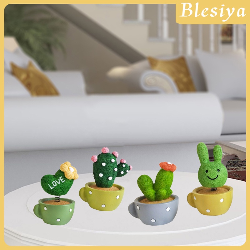 Set 4 Đồ trang trí Cây Xương Rồng Nhỏ Dễ Thương Trang Trí Bảng Điều Khiển Xe Hơi / Văn Phòng