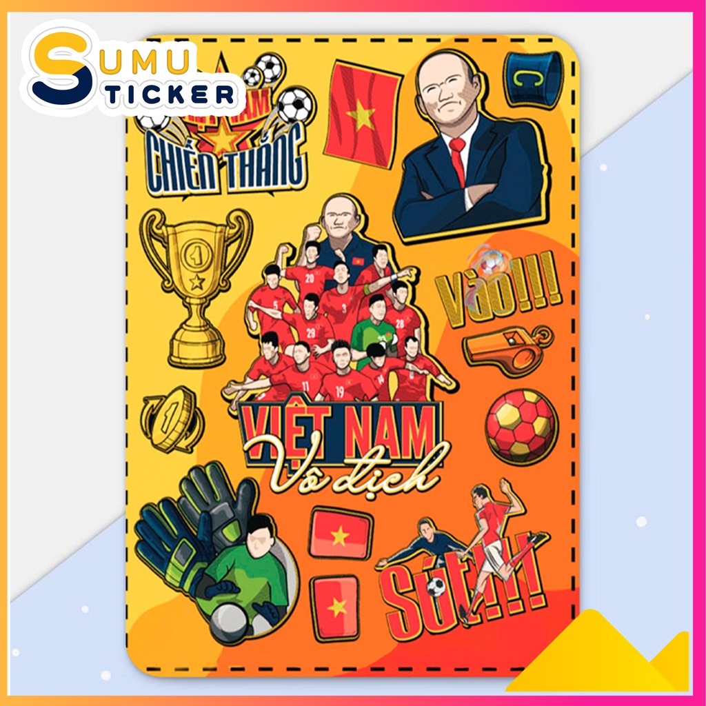 Set Sticker Cổ Vũ Bóng Đá Việt Nam - Sticker Cao Cấp - Chống Xước - Chống Nước - Dán xe