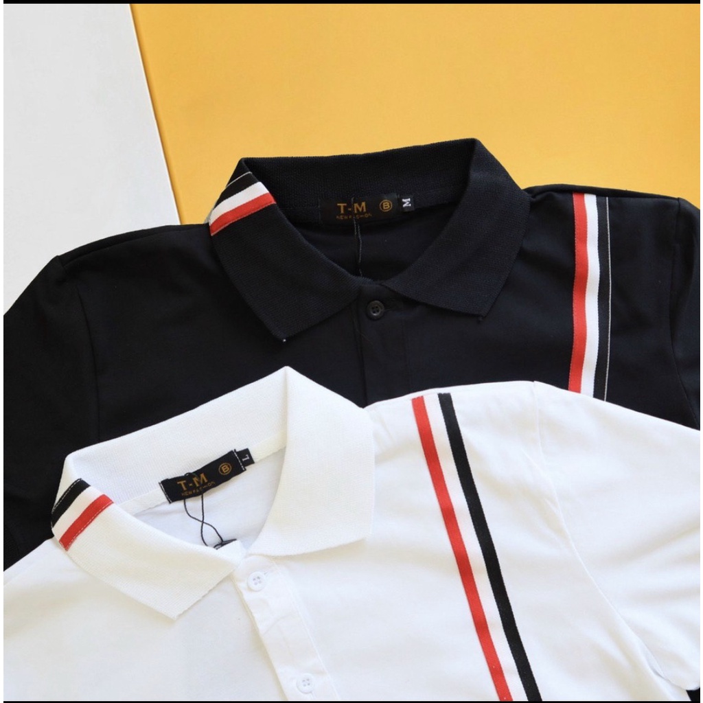Áo polo thom nam nữ, Áo phông polo thom nữ from rộng viền ngang kẻ sọc cotton hàng cc