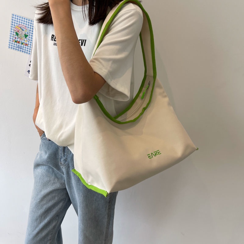 Túi Xách Canvas Cỡ Lớn Màu Sắc Tương Phản Thời Trang Mùa Hè Cho Nữ