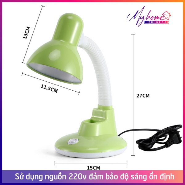 Đèn học để bàn cho bé LED Trắng và Vàng chống cận có kèm giá để bút tiện lợi My Home nhiều màu sắc DN030