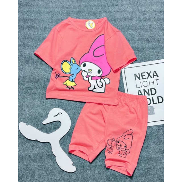 Bộ ngố lửng bé gái thun cotton 4 chiều mềm mát