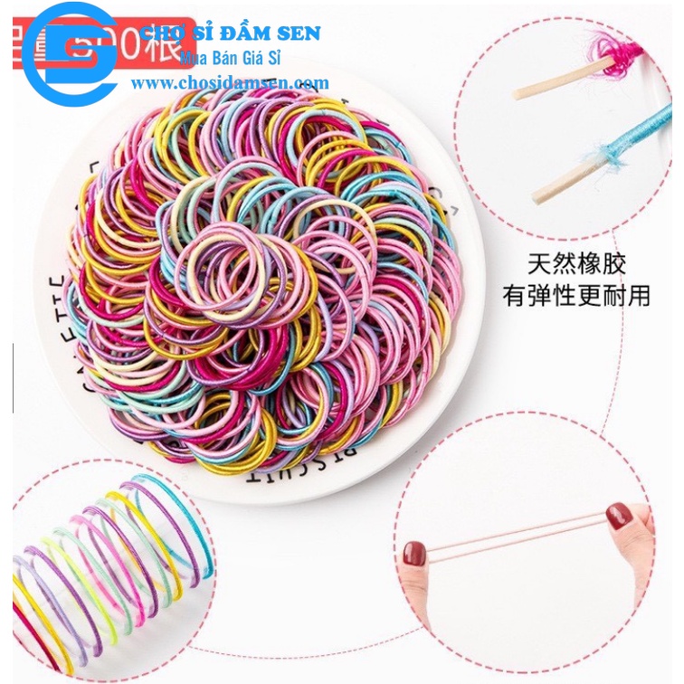 Combo túi 500 sợi thun cột tóc, dây thun buộc tóc co giãn  B07-ChunBuocToc