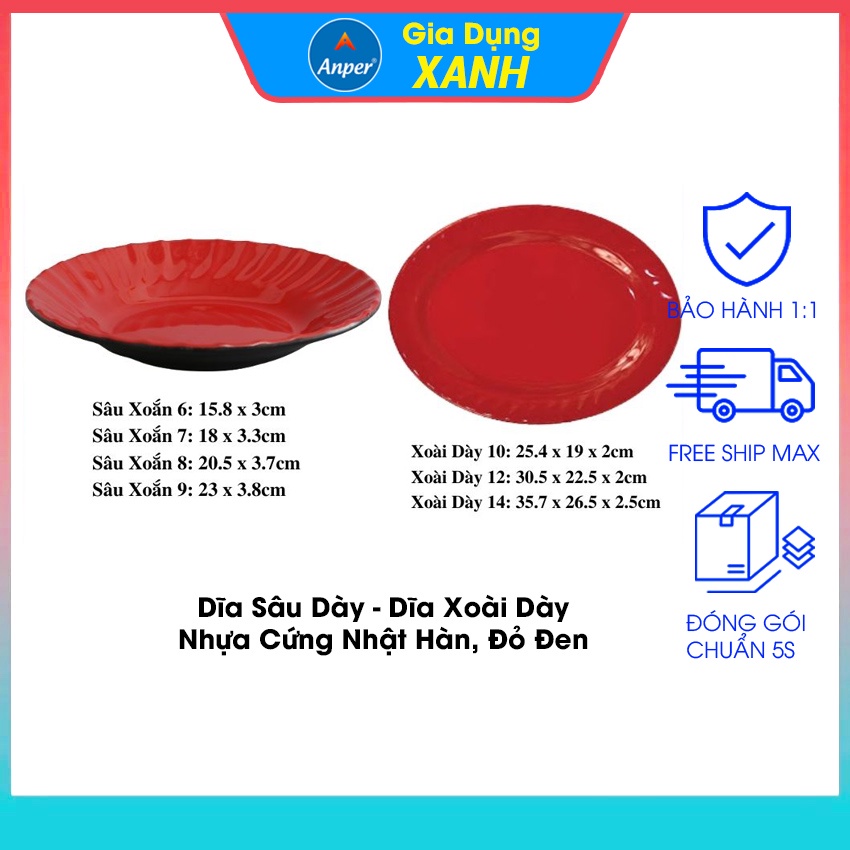 Đĩa đĩa nhựa melamine ANPER plate dĩa sâu nhật hàn cứng cao cấp an toàn sang trọng