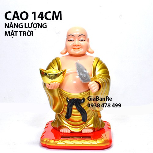 PHẬT DI LẠC CẦM THỎI VÀNG VẪY QUẠT NĂNG LƯỢNG MẶT TRỜI - CỠ TRUNG 14CM - 6523