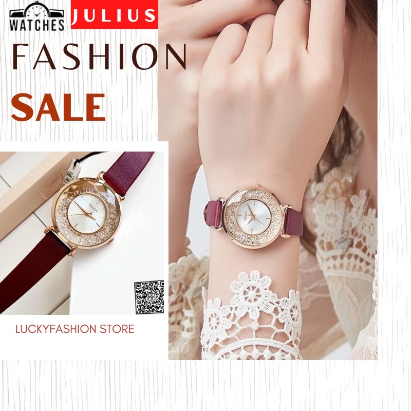 Đồng hồ nữ chính hãng dây da Julius bảo hành 12 tháng JA-1203