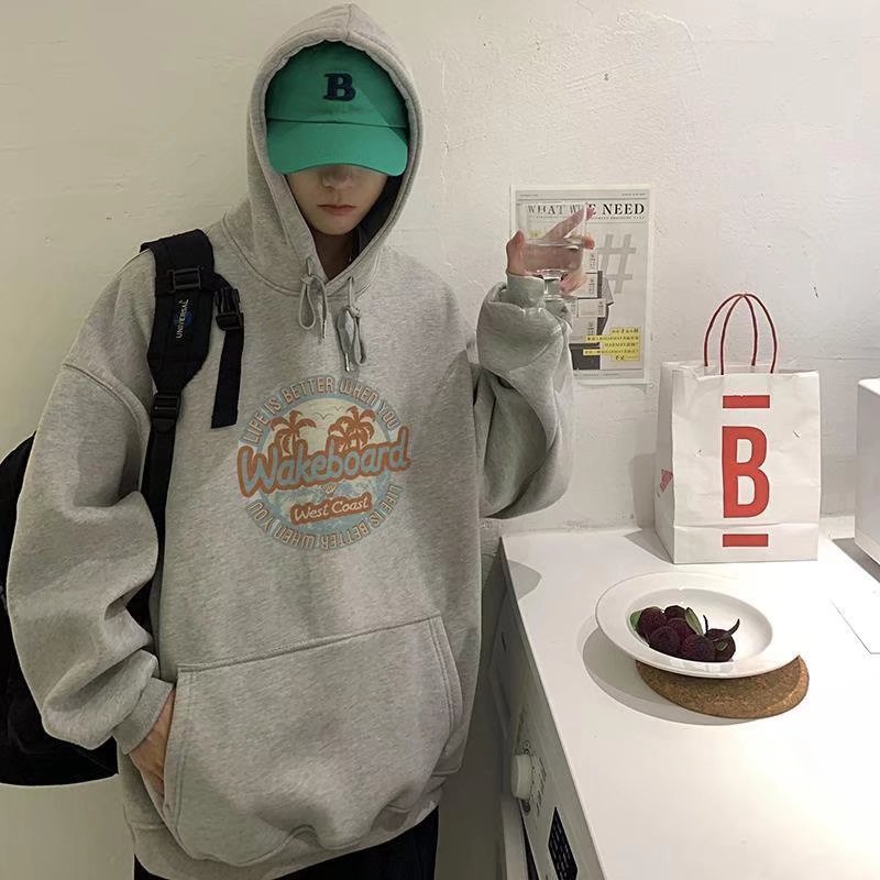 Áo hoodie AOKANG dài tay dáng rộng thời trang xuân thu mới cho nam