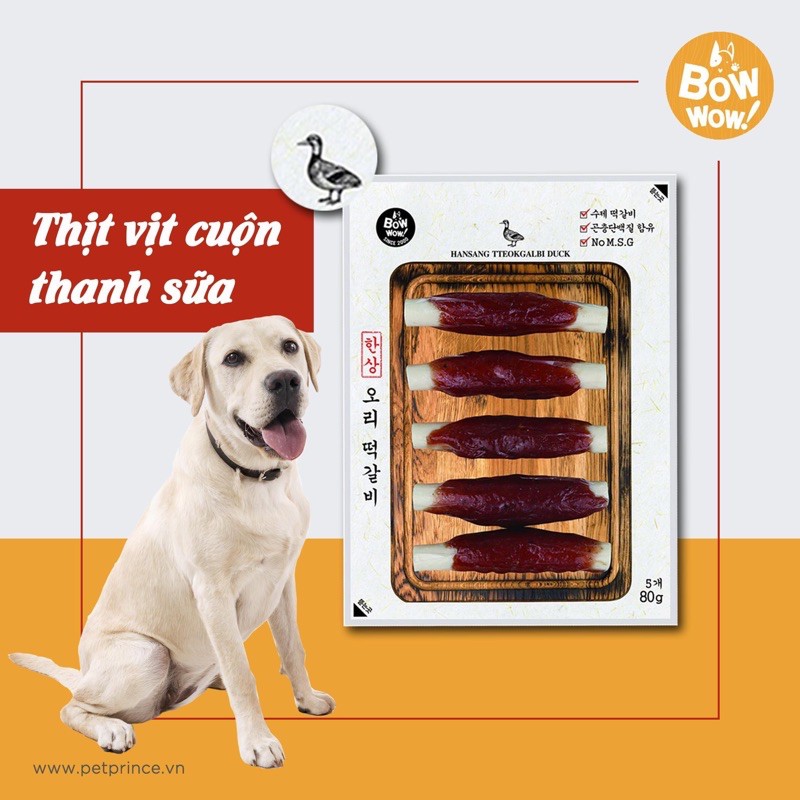 Bánh thưởng cho chó - Thịt cuộn thanh sữa béo ngậy - 5 thanh - Bổ sung canxi, hỗ trợ tiêu hoá