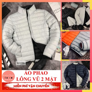 [Siêu nhẹ_ Có mũ tháo rời] Áo Phao Siêu Nhẹ 2 mặt -  Áo Khoác Lông Vũ pha Trần Bông Có 4 túi