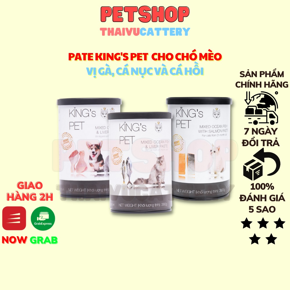 [Mã 99FMCG giảm 7% tối đa 100K đơn 500K] Pate hỗn hợp King’s Pet 4 Vị - Lon 380g