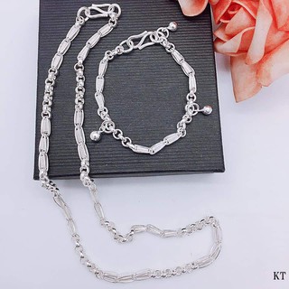 Bộ dây chuyền lắc tay mo gạo bạc ta cho bé