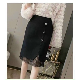 Chân váy len phối ren